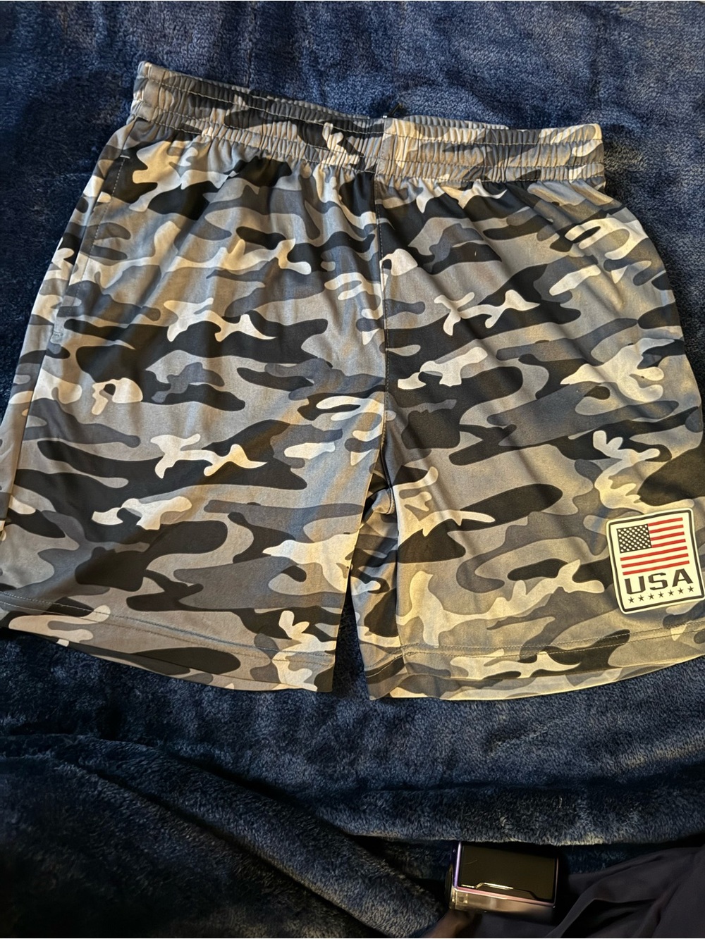 Eleven Gray Camo Athletic Shorts with USA Patch